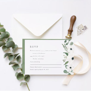 Waterverf Anemone & Dusty Green Eucalyptus RSVP C Kaartje