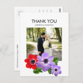 Waterverf Anemone Floral Hartelijk dank voor het B Briefkaart (Voorkant / Achterkant)