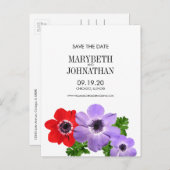 Waterverf Anemone Floral sla het Briefkaart Datum (Voorkant / Achterkant)