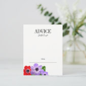 Waterverf Anemone Floral Weddenschap Advieskaart (Staand voorkant)
