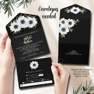 Waterverf Anemone Floral Wedding All In One Uitnodiging