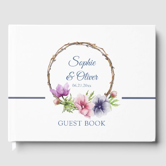 Waterverf Anemone Flower Wedding Gastenboek (Voorkant)