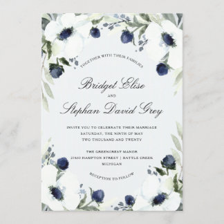 Waterverf Anemone Wedding Invitation Design Kaart