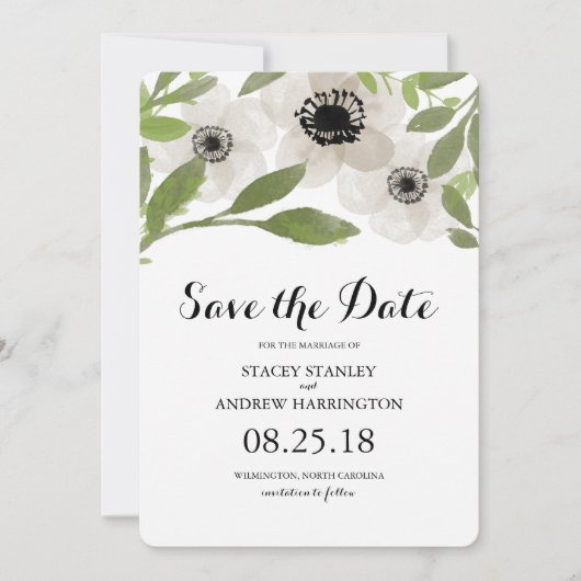 Waterverf Anemonen | Datum opslaan Save The Date (Voorkant)