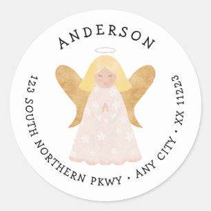 Waterverf Angel retouradres Klassieke ronde Stic Ronde Sticker