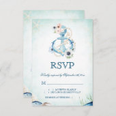 Waterverf Anker Bloemen Zeester Strand Bruiloft RSVP Kaartje (Voorkant / Achterkant)