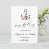 Waterverf ankerbloemen (Nautical Save the Date) Save The Date (Staand voorkant)