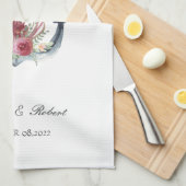 Waterverf ankerbloemen theedoek (Quarter Fold)