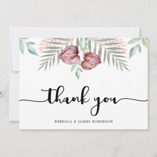 Waterverf Anthurium Floral Dank u kaart (Voorkant)