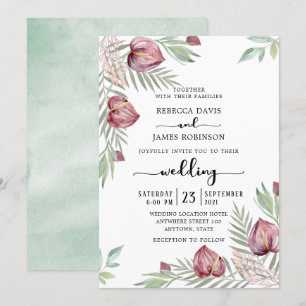 Waterverf Anthurium Floral Wedding Invitation Kaart