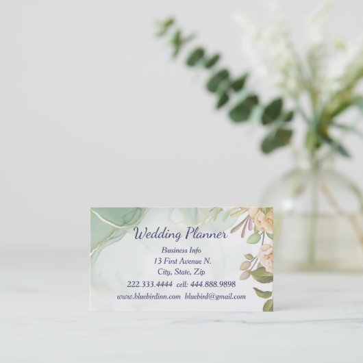 Waterverf Antiek Rozen Weddenschap Planner Aangepa Visitekaartje (Staand voorkant)