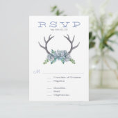 Waterverf Antlers en Echeveria bruiloft RSVP (Staand voorkant)