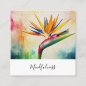 *~* Waterverf AP10 Flower Bird of Paradise QR 21 Vierkante Visitekaartje (Voorkant)