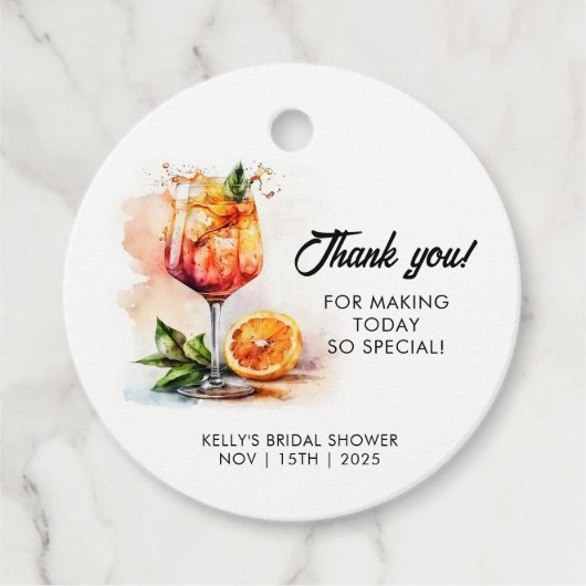 Waterverf Aperol Spritz Bruiloftsfeest Bedankjes Labels (Voorkant)