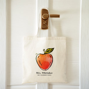Waterverf Appel Gepersonaliseerde Leraar Tote Bag