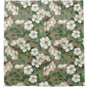 Waterverf appelbloemen: patroon. douchegordijn