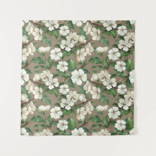 Waterverf appelbloemen:  patroon. wandkleed