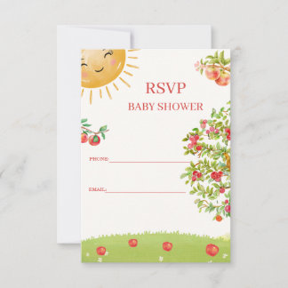 Waterverf Appelboomgaard Baby Shower RSVP Kaartje