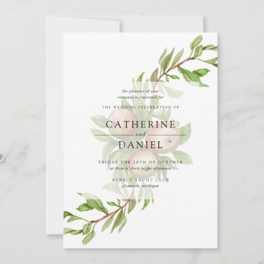 Waterverf appels bruiloft kaart (Voorkant)