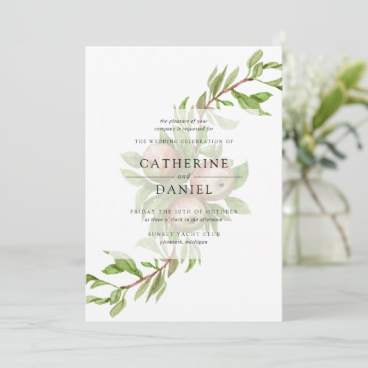 Waterverf appels bruiloft kaart (Staand voorkant)