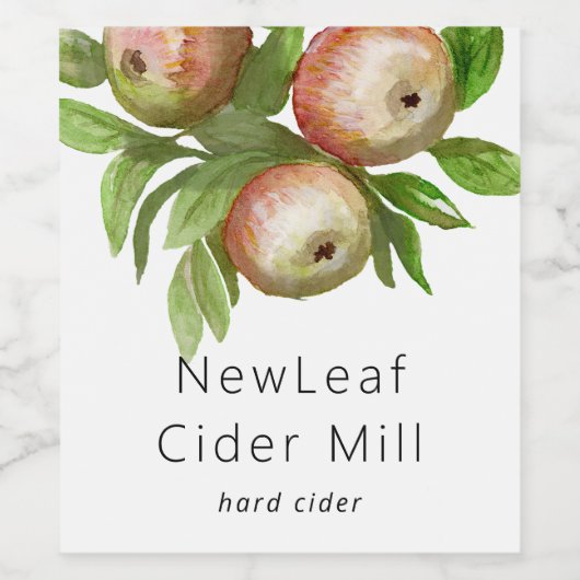 waterverf appels cider-etiket wijn etiket (Enkel label)