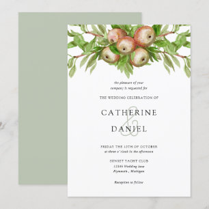 Waterverf appels met takken bruiloft kaart