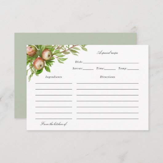 waterverf appels recept card bedankkaart (Voorkant / Achterkant)