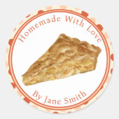 Waterverf appeltaart rustiek zelfgemaakt ronde sticker (Voorkant)