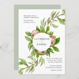 Waterverf appeltak bruiloft kaart