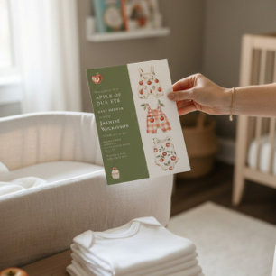 Waterverf Apple Baby shower Groene en Rode Outfit Kaart