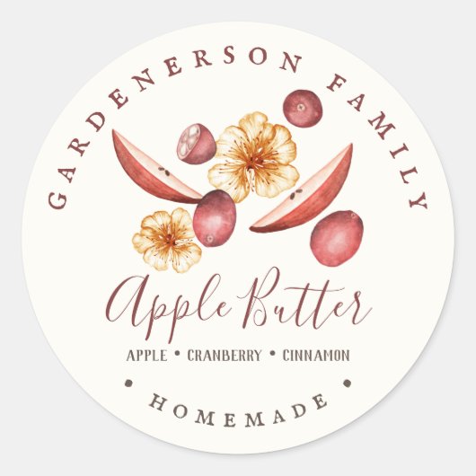 Waterverf Apple Butter Classic Round Sticker (Voorkant)
