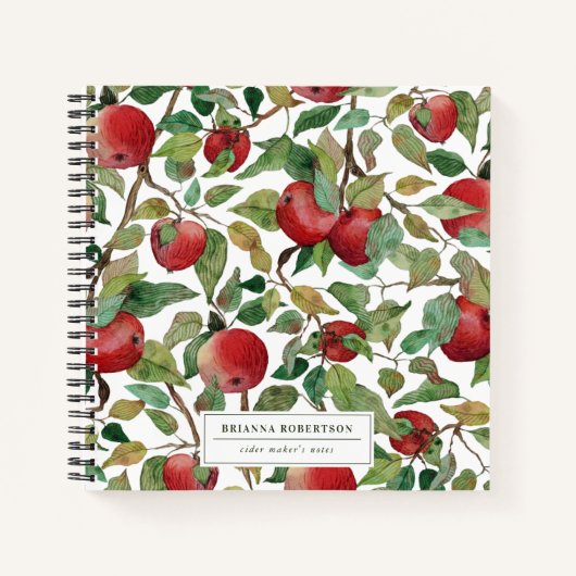 Waterverf Apple Patroon | Monogram cidermaker Notitieboek (Voorkant)
