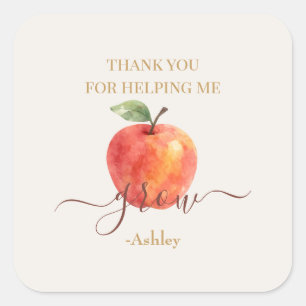 Waterverf Apple Teacher - Bedankt Cadeaus - Vierkante Sticker