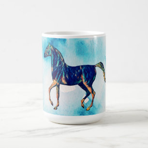 Waterverf Aqua Blue Horse Mok Cup