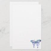 waterverf aqua blue paarse vlinder briefpapier (Voorkant / Achterkant)