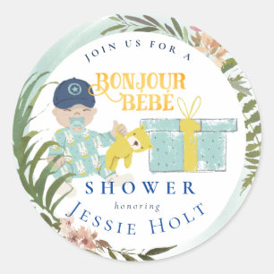 Waterverf Aqua Bonjour Jongen BabyClassic Ronde Ronde Sticker