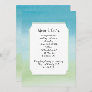 Waterverf Aqua en Green Wedding Kaart