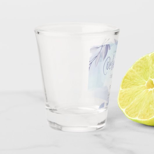 Waterverf Aqua Lila bladeren Sla de datum op Shot Glas (Links)