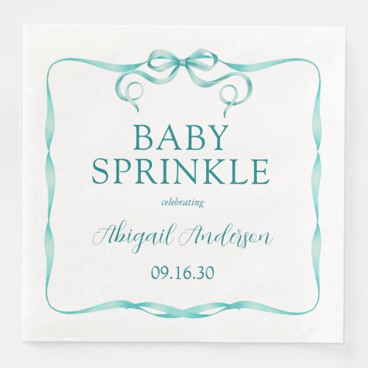 Waterverf Aqua Ribbon Baby Sprinkle Servet (Voorkant)