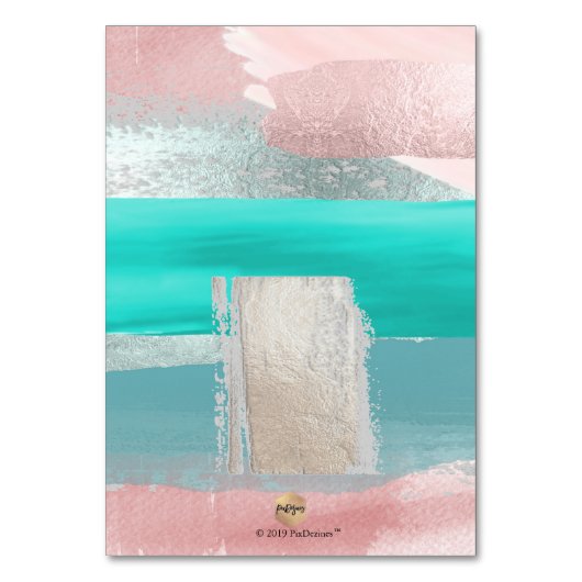 Waterverf Aqua Roze Blauwgroen tafel nrs. pin aan  Kaart (Achterkant)
