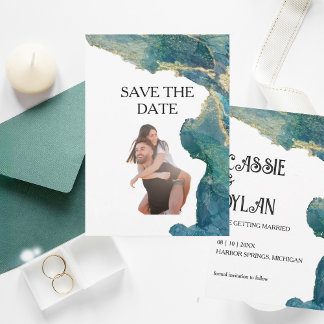 Waterverf Aqua Save the Date Kaart