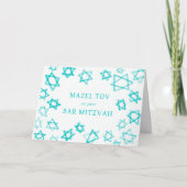Waterverf Aqua Stars MAZEL TOV Bar Bat Mitzvah Kaart (Voorkant)