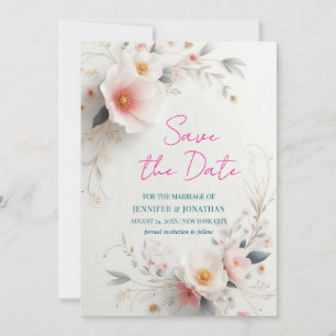 Waterverf Aquarel Bloemig Schrift Bewaar de Datum Save The Date