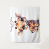 Waterverf aquarel cute baby giraffe wandkleed (Voorkant)