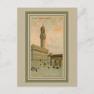 Waterverf aquarelle Florence Palazzo Vecchio Briefkaart
