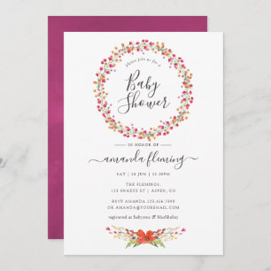 Waterverf Aquarelle Wild Flower Baby shower Kaart