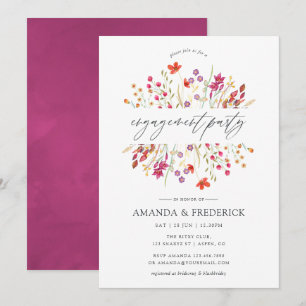 Waterverf Aquarelle Wild Flower Engagement Party Kaart