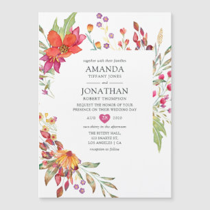 Waterverf Aquarelle Wild Flower Wedding Magnetische Uitnodiging
