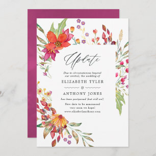 Waterverf Aquarelle Wild Flower Wedding Update Kaart