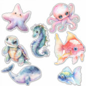 Waterverf Aquatic Friends Sticker (Voorkant)